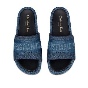 Dior Denim Oblique Dway Sandals Flats